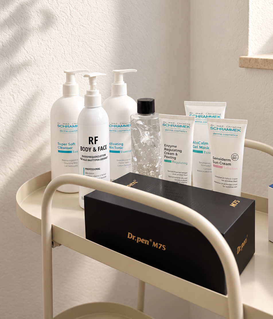 Dr. Schrammek Hautpflegeprodukte und Dr. Pen M7S bei AY Aesthetics in Extertal